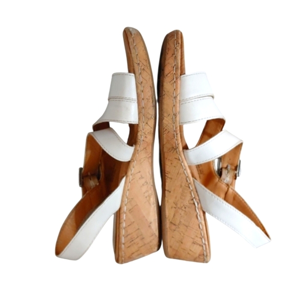 Born Schirra White Leather Comfort Sandal White Open Toe Wedge Size 9 M - Picture 5 of 11